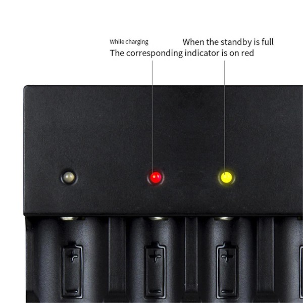 4-bays Smart 18650 Batterilader, Universal lader til 3,7 Volt Li-Ion lommelygter, forlygter 18650 R