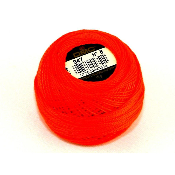 DMC Størrelse 8 Bomulds Perletråd 80m 947 - pr. 10 grams nøgle