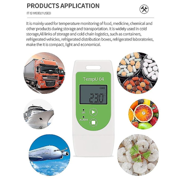 2024 USB Temperaturdatalogger Återanvändbar Temperaturinspelare Tempu 04 PDF-rapport Temperaturpost i