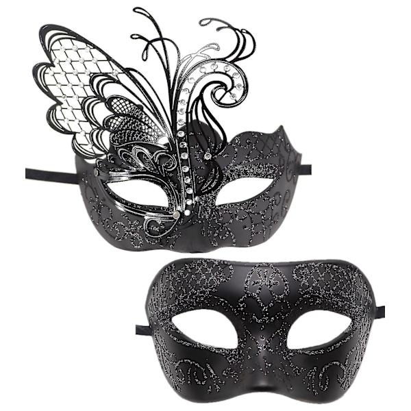 2-pack kvinnors fjädermaskeradmask venetiansk halloween Mardi Gras kostymer festbal maskeradmask
