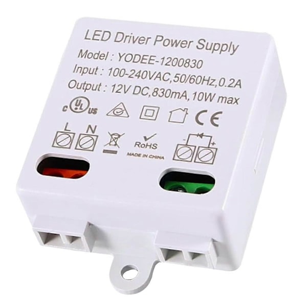 LED Transformer 12V/DC, 0-10W Mini Transformer, Strømforsyningsdriver, Elektronisk Transformer til 12V LED Lys og LED Lys