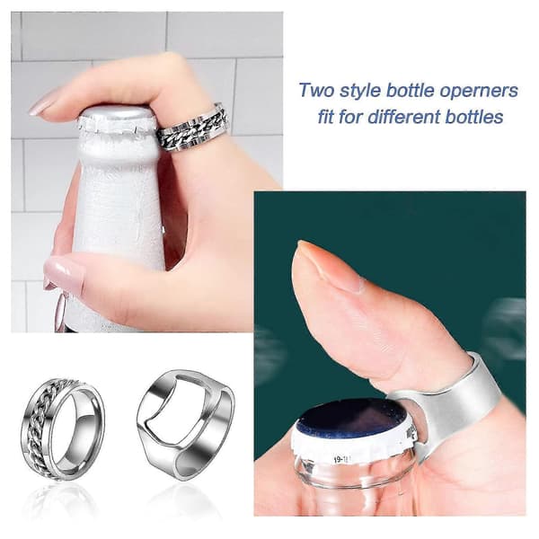 6 stk. Øl Ring Flaskeåbner Sæt Rustfrit Stål Flaskeåbner Ring Finger Ring Øl Flaskeåbner Rustfrit Stål - Jxlgv