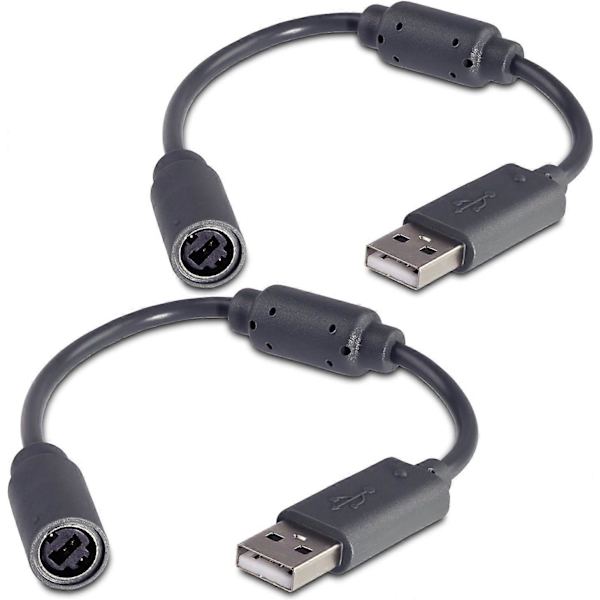 Xbox 360 PC og Xbox360 kablet controller adapter, USB-kabel USB-adapter til gamepads, Xbox 360 PC-controller 2 kabler/sort