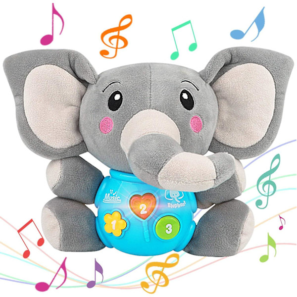 Plush Elefant Musik Baby Leksaker 0 3 6 9 12 Månader, Söta Stoppade Djur Ljusupp Baby Leksaker Nyfödd Baby Musikleksaker För Spädbarn Pojkar & Flickor Todd