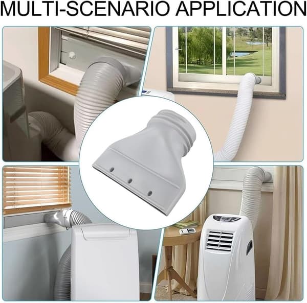 Bærbar aircondition udstødningsforbindelse: flad dyseadapter til 130 mm/150 mm rør, 1,5 m HDPE forlængelse, grå