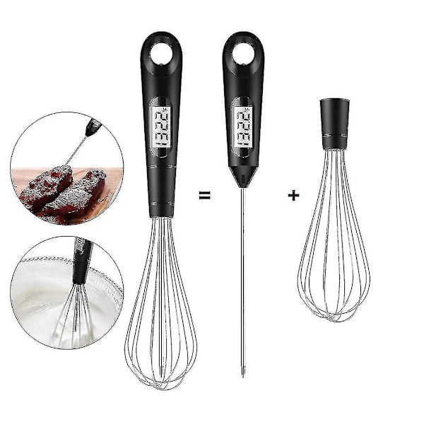 2 i 1 Praktisk Mattermometer Digitalt Kjøtttermometer Eggpisker Rustfritt Stål Visp Cookin-yu
