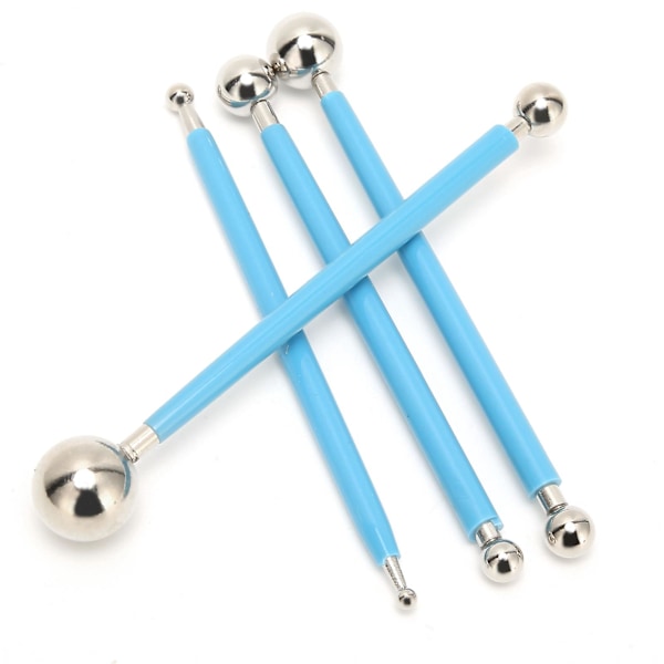 Kaka Metallkula Prickning Skulptur Modellering Verktyg Set för Fondant Dekoration - 4 Stycken