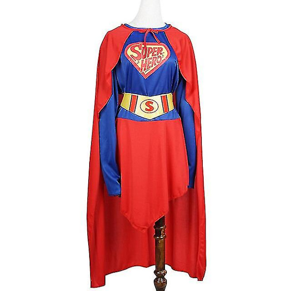 Superhelt Cosplay Kvinder Superkvinder Kjole Halloween Kostume Til Voksne Langærmet Rød Kappe Kappe Karneval Fancy Dress
