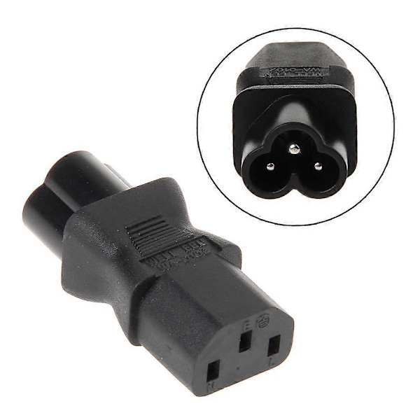 IEC 320 C13 Hona Till C6 Hane 3-Pin Klöverblad Kontakt Konverterare AC Strömadapter