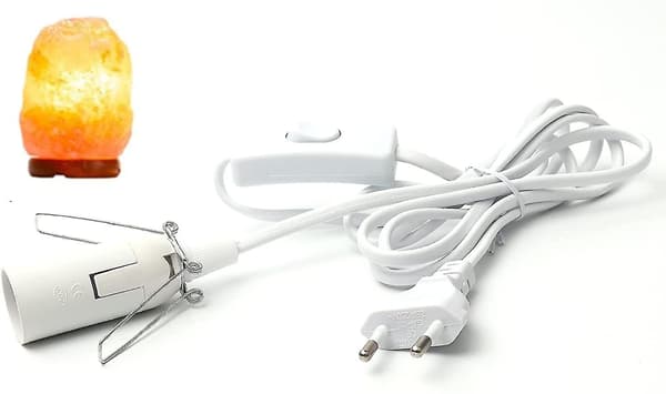 Kabel for saltlampe med bryter - E14-1,8 M - Sokkel for saltlampe, hvit