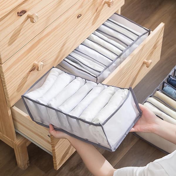 4-pack Garderobsorganiserare, Jeansfack Förvaringslåda, Vikbar Låda Kläder Orga