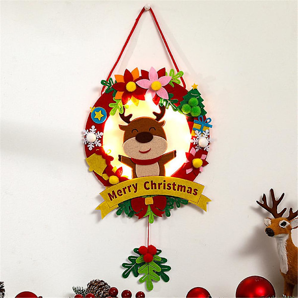 Julkrans DIY Festlig Dekoration Med Ljus Julgirlang Hängande Ornament För Inomhus Utomhus Vägg Framdörr