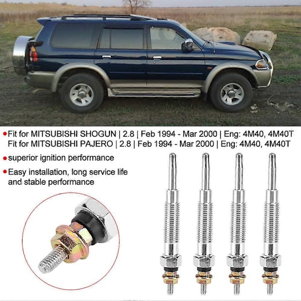 4 stk. Gløderør GP5501 Legering Passer til Mitsubishi SHOGUN /PAJERO 2.8 94-20