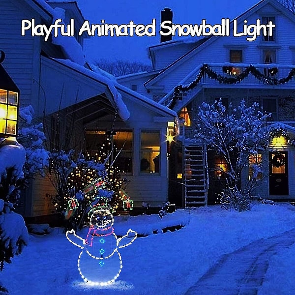 Levende Sneboldlys med Animation, LED Udendørs Julepynt Lys Glødende Snemand Juledekorationer