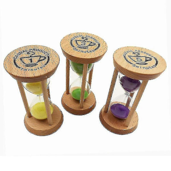 Trätimglas 30 Sekunder + 1 + 2 + 3 + 5 + 10 Minuter Timer Kreativ Gåva Studie Dekoration