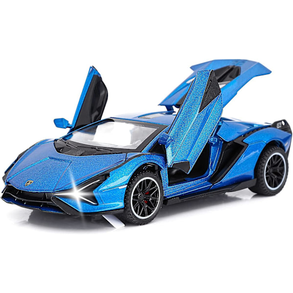 Lekebiler Lambo Sian Fkp3 Metallmodellbil Med Lys Og Lyd Trekk Tilbake Lekebil For Gutter 3+ År (blå)