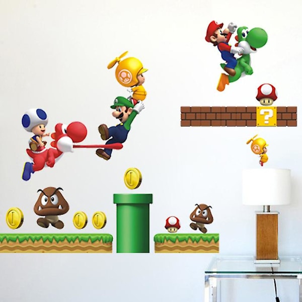 Klassisk spill tegneserie Super Mario veggklistremerke for barneromsdekorasjon