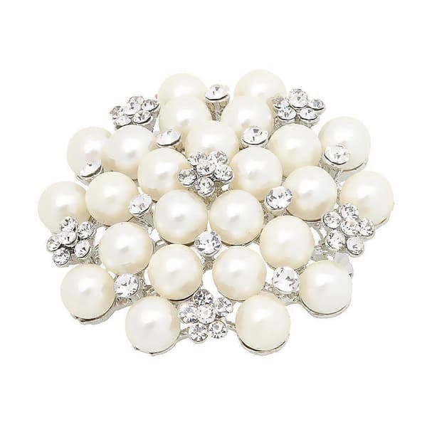 Stor Blomst Perle Rhinestone Broche Bryllupsbuket Nål Tøj Tilbehør
