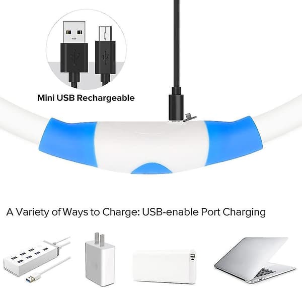 USB-oppladbart LED-halskjede Lysende Sikkerhetsarmbånd Glødende Halskjede Gløder I Mørket Super Lys