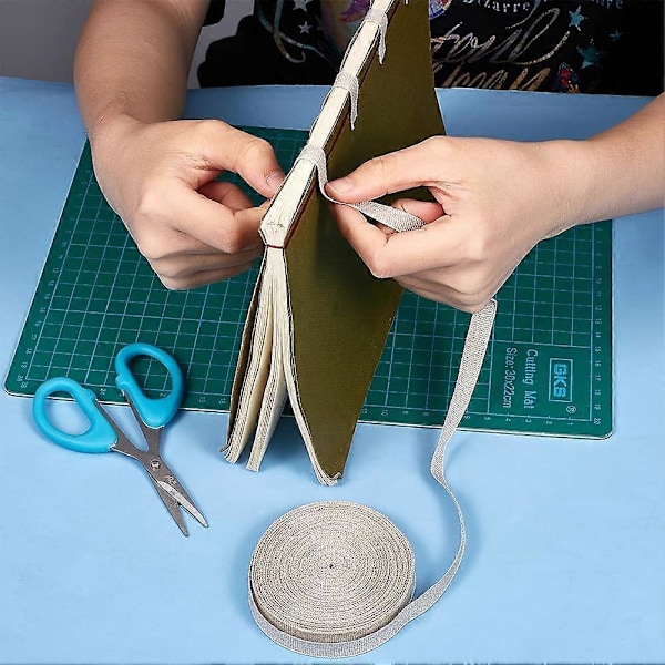 11 Yards Linned Binding Bogtape 3/8 tommer Bred Bogbindingsreparationstape Kludforsyninger til Bogbinding Bogkunst Syning DIY Håndværk