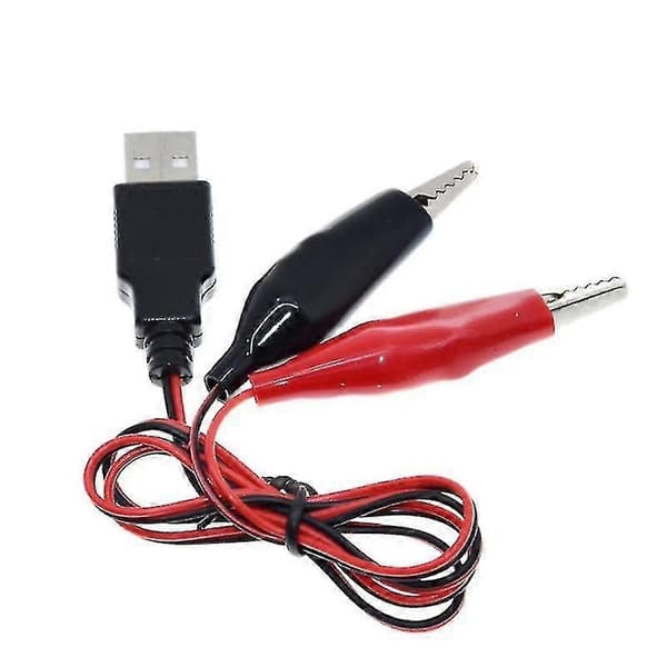 USB til krokodilleklemme Mobil Strøm Test Batteriklemme USB Mann til Ledning