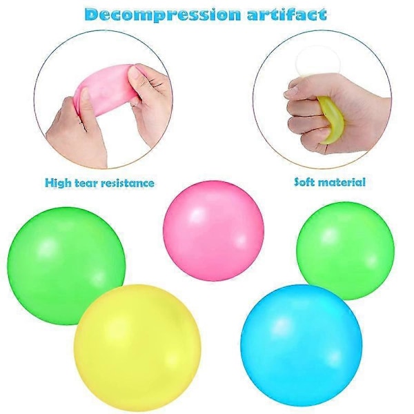Barsinfi 8 Stycken Takbollar Glow In The Dark Stressbollar Klibbiga Bollar Som Fäster I Taket Lysande Bollar För Avkoppling Leksak Tonåringar