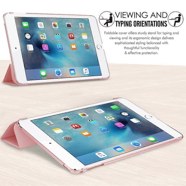 iPad Mini 4-deksel, Auto Wake/Sleep-funksjon Lærdeksel med bakdeksel
