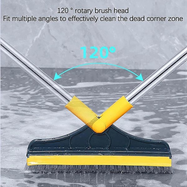 2 i 1 Gulvbørste med Langt Håndtak og 3 Stang 101cm Fugebørste med Skrape og Hard Børste Skrape med 120 Squeegee Roterende Flisbørste