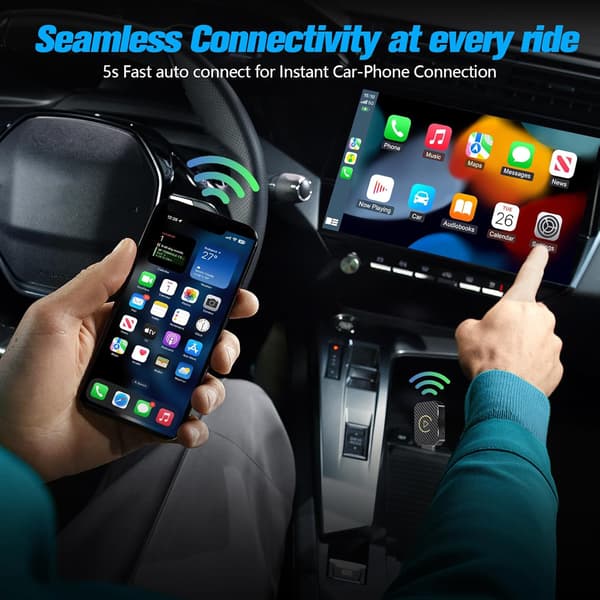 Mini 2-i-1 trådløs CarPlay-adapter, velegnet til Apple-brug, Mini 2-i-1 trådløs CarPlay-adapter, velegnet til Apple CarPlay & Android Auto