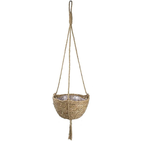 Hängande Rattan Korg Planter Inomhus Utomhus Hängande Rep Blomma Växtkruka Korg Dekorativ, Hängande