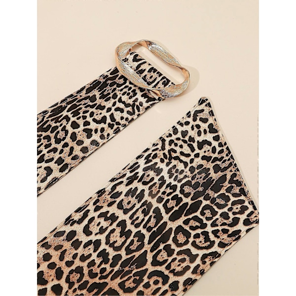 Dametøj Bred Cinch Bælte Vintage Leopard Print Kunstlæder Bælte Kjole Bælte