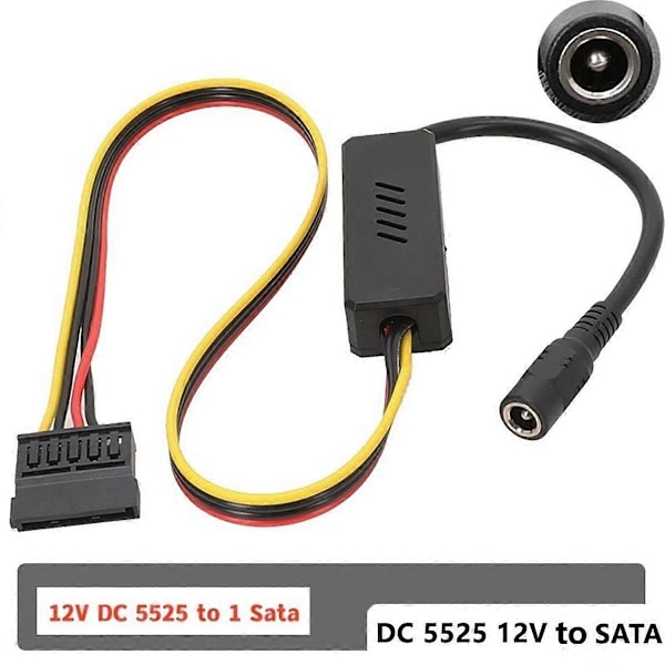 DC 5525 - SATA-kiintolevyn virtalähdekaapeli DC 12V - SATA-kiintolevyn kaapeli jännitteenalennuksella