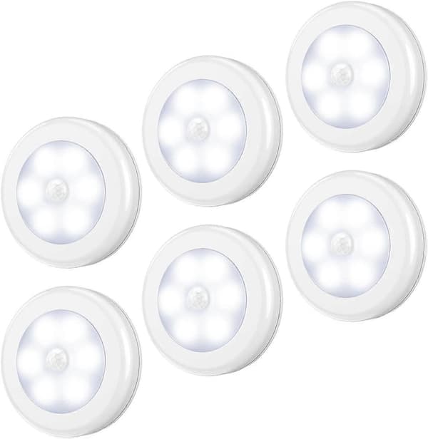 6-pack LED-nattlampa med rörelsesensor