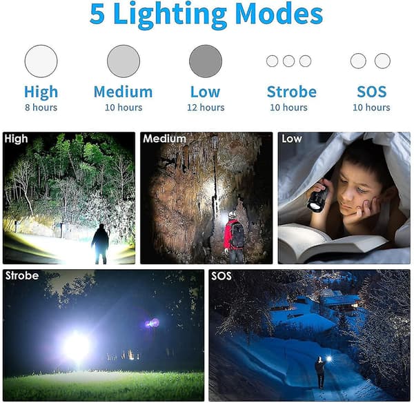 90 000 Lumen Super Lys Oppladbare LED Lommelykter