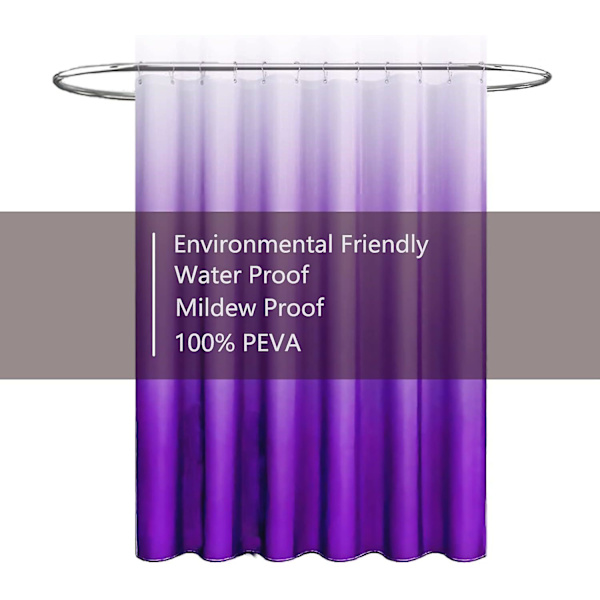 Duschdraperifoder, lila lätta duschdraperifoder, plast duschdraperier, 72x72 tum Peva duschfoder med 12 öljetthål och magnet