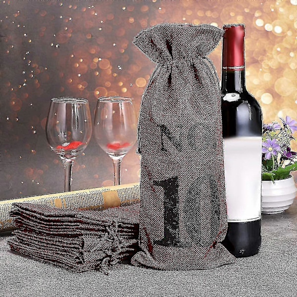 1 til 10 Burlap Vinposer Blind Vinsmagning, Vinposer Bryllup Bordnumre, Vinsmagning Tasker, Fest