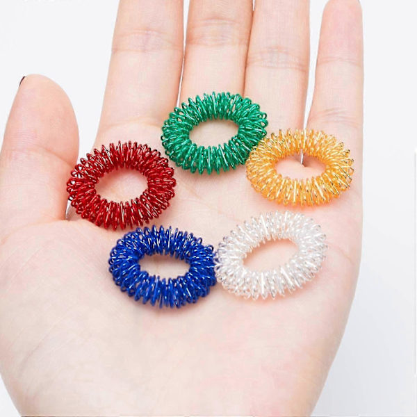 Pakke med 5 piggete sensoriske fingerakupressurmassasjeringer, stille Grand Fidget sensorisk leketøy