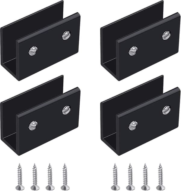 Glasklämma, 4-pack Väggmonterad Glasramsfäste, Svart Glasramsfäste, Justerbart Aluminiumlegering Glasramsfäste, Passar För 10-12mm T