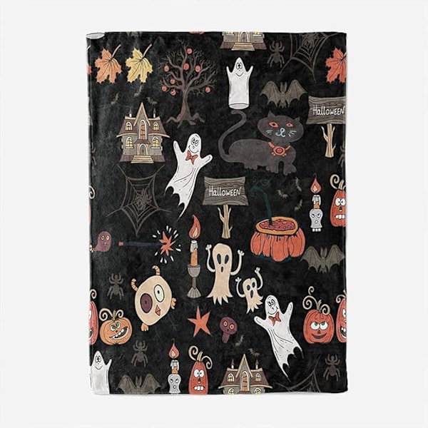 Halloween Tæppe - Plys Halloween Tæppe - Cozy Flannel Grå Halloween Dekoration til Fest Sofa Seng Stue 50\"x60\" Style 10