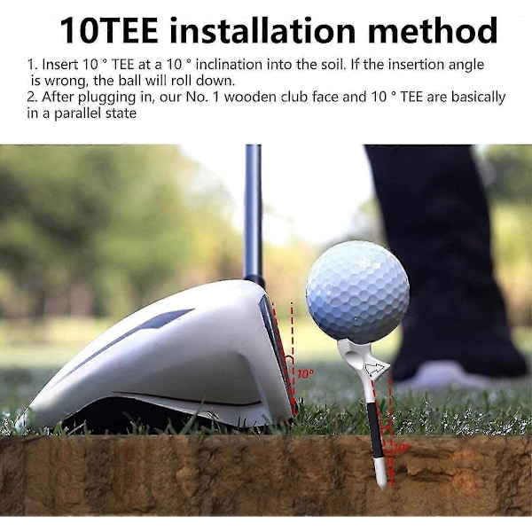10 stk Golf-Tees for Golfelskere Nybegynnere, Profesjonelle Plast Golf-Tees, 10 Graders Skrå Innsetting Golf Tee Flight-path Golf-Tees