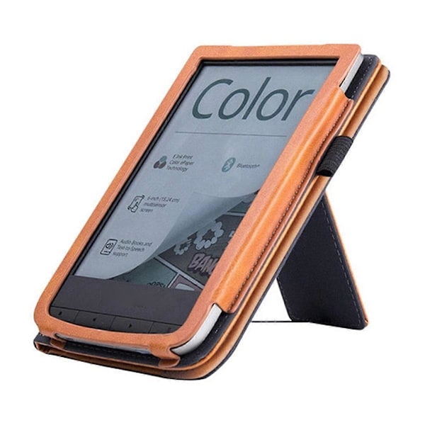 Til Pocketbook Touch HD 3 E-Reader Stand Cover Flip PU Etui med Håndholder Mørkeblå