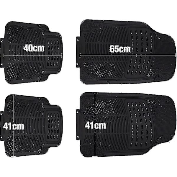 Heavy Duty 4-delt Gummi Bilmåtter | Universelle Antislip Bilgulvmåtter | Vandtætte For- og Bagmåtter | Gummi Måtter til Alle Biler, SUV'er & Lastbiler | De