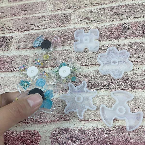 4 stk. Angstlindrende Hånd Finger Fidget Spinner Legetøj Resin Form Silikoneform