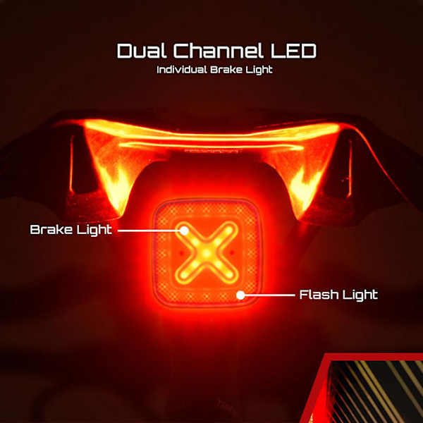 CubeliteIII Cykellys Smart Baglygte Automatisk Brems Baglygte Ultra Lys LED Advarsel Nat