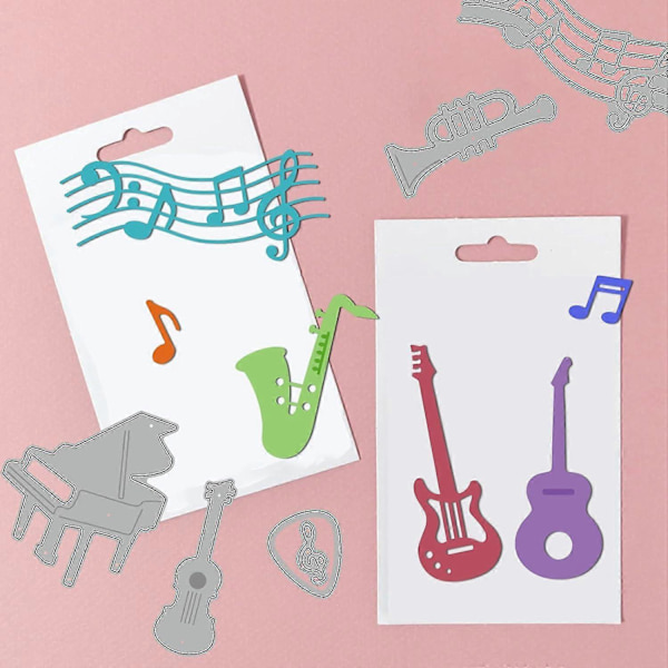 Musikinstrument Piano Gitarr Skärformar för Musikälskare Västerländska Instrument Prägling Schabloner Mall för Dekorativ Prägling Papperskort DIY S