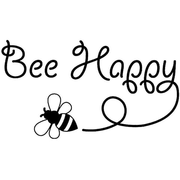 WABJTAM 2 kpl Bee Happy -mehiläisen vinyylitarra auton ikkunaan 15,4 cm x 8,5 cm - Musta ja valkoinen