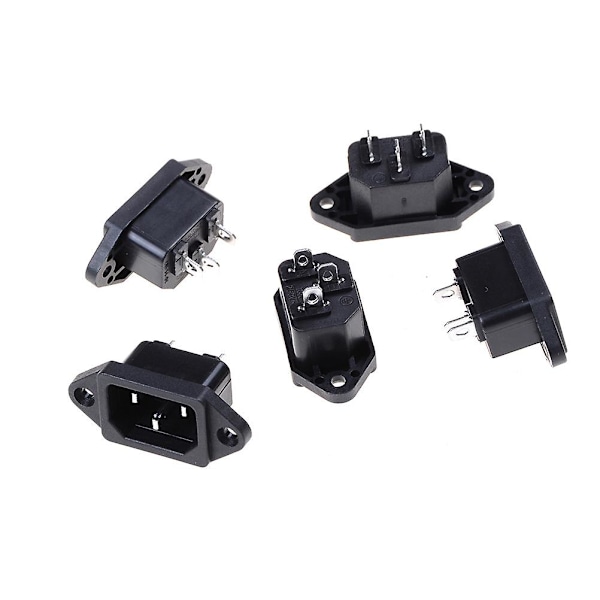 5 kpl IEC 320 C14 urosähköliitäntäpistoketta, 250V 10A, paneelin asennus, HFMQV