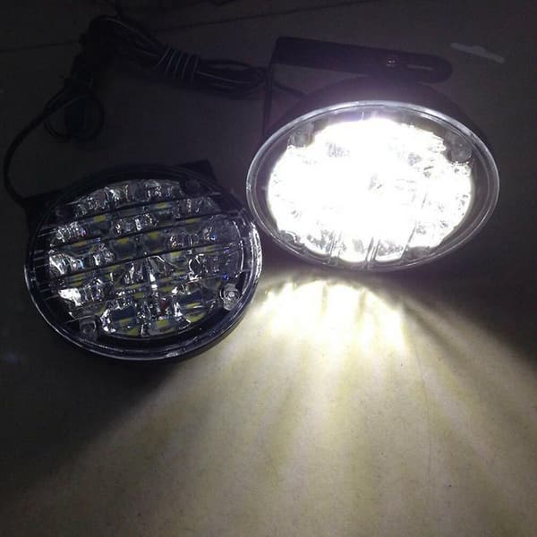 2 stk DC 12V 18 LED DRL Runde Bil Tåkelys Kjøre Dagkjørelys Hvit
