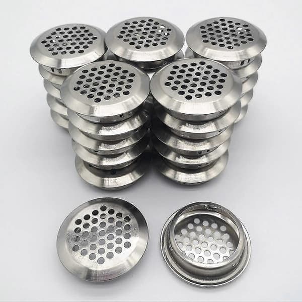 35 mm 27 Stykker Rustfrit Stål Rundt Mesh Ventilationsgitter til Køkkenskab