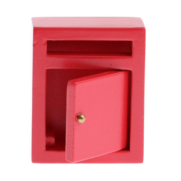 1/12 Dockhus Miniatyr Möbler Röd Trä Brevlåda Veranda Dekoration
